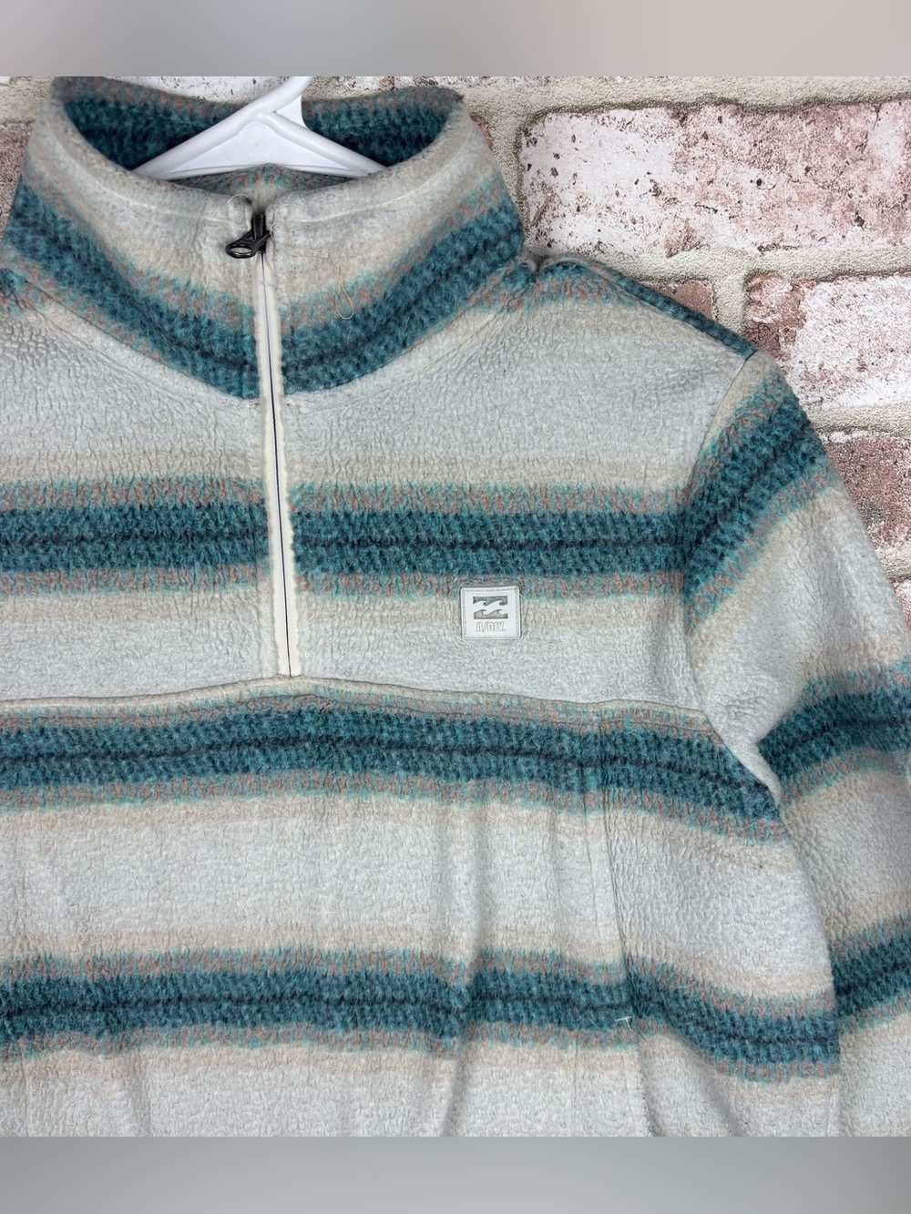 Billabong Women High Neck Long Sleeve Half Zip Sweatshirt gray/Blue small - Picture 4 of 9